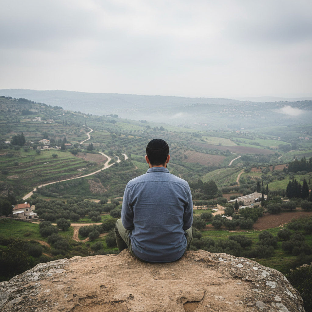Hiker enjoying nature near Nir Yitzhak