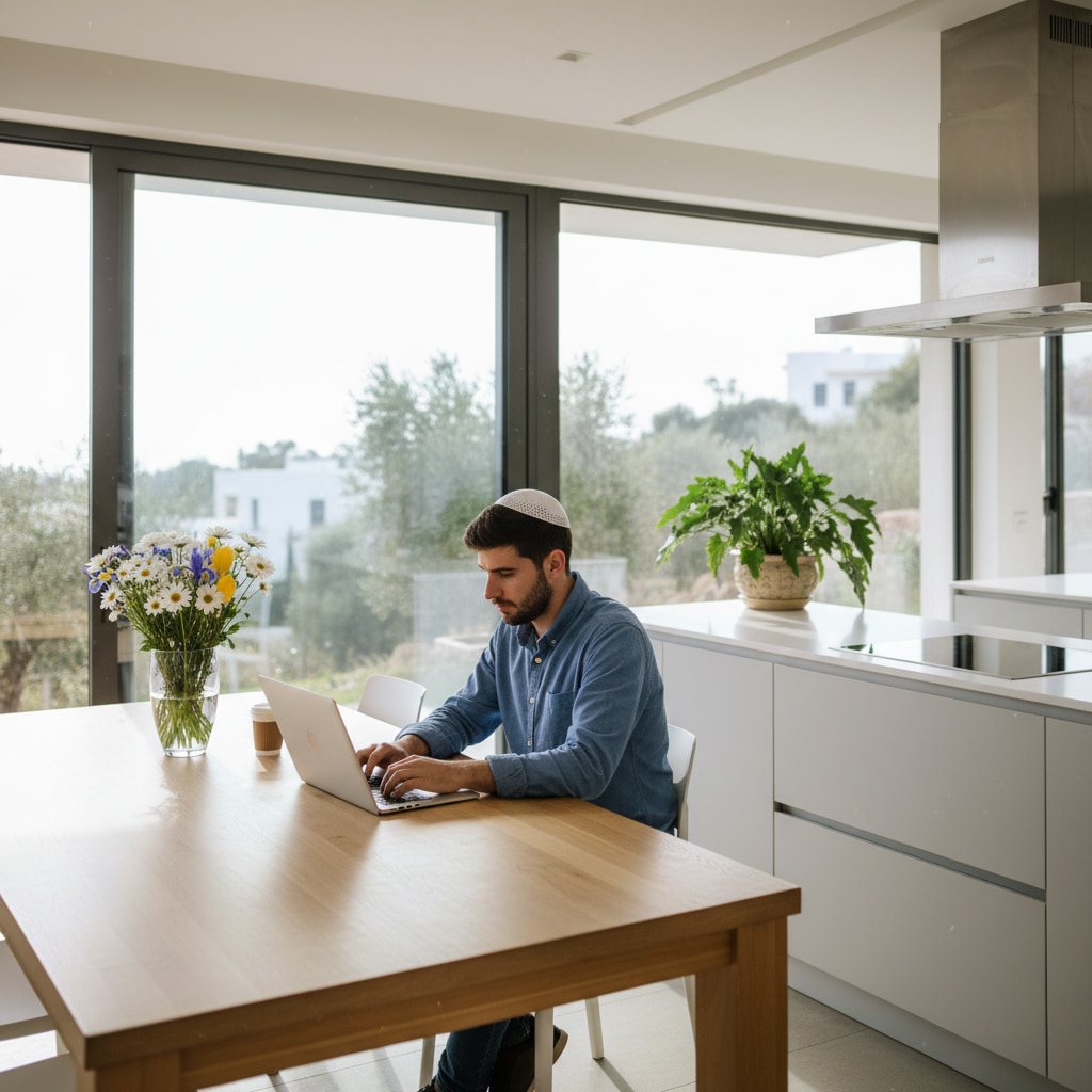 Remote work environment scene