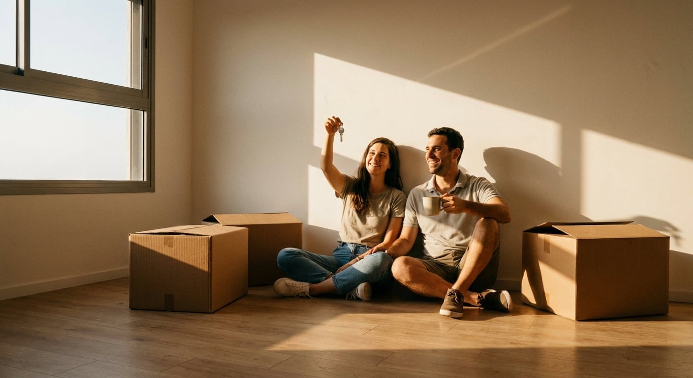 A couple reviewing property plans in Herzliya