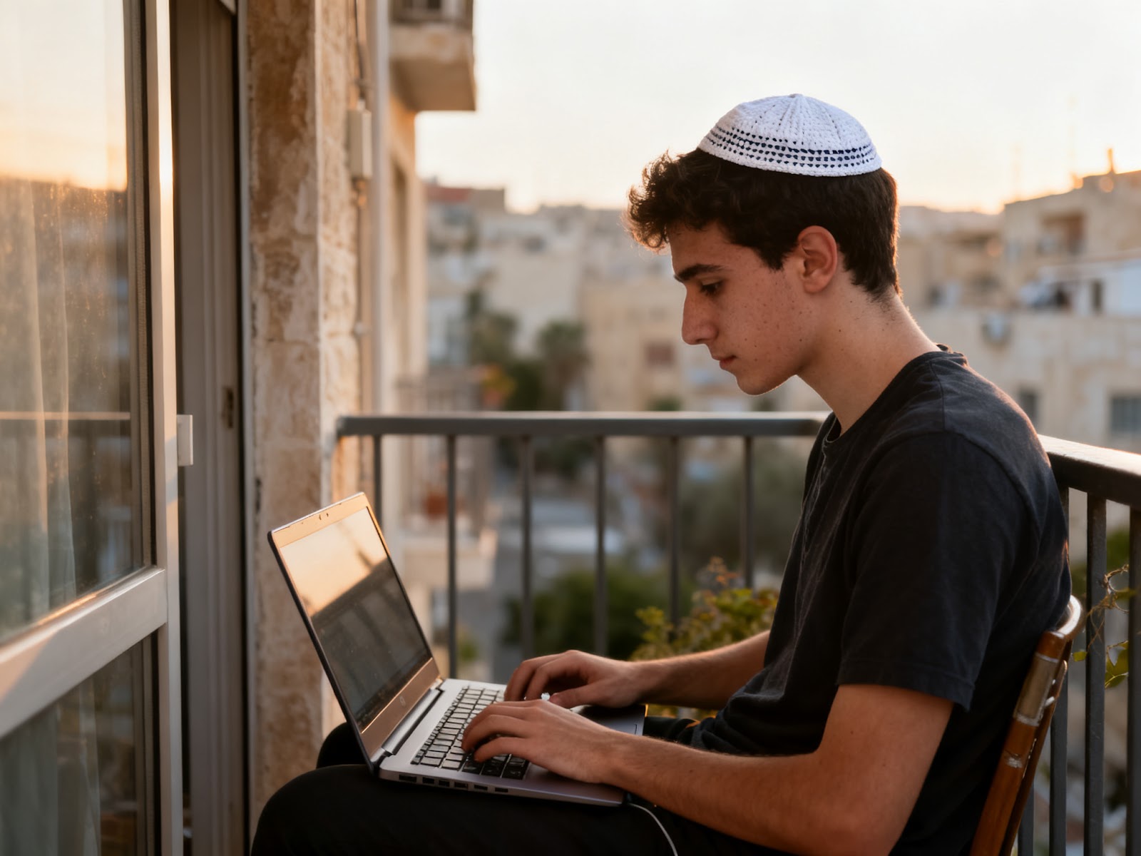 Remote worker in a home office in Dotan