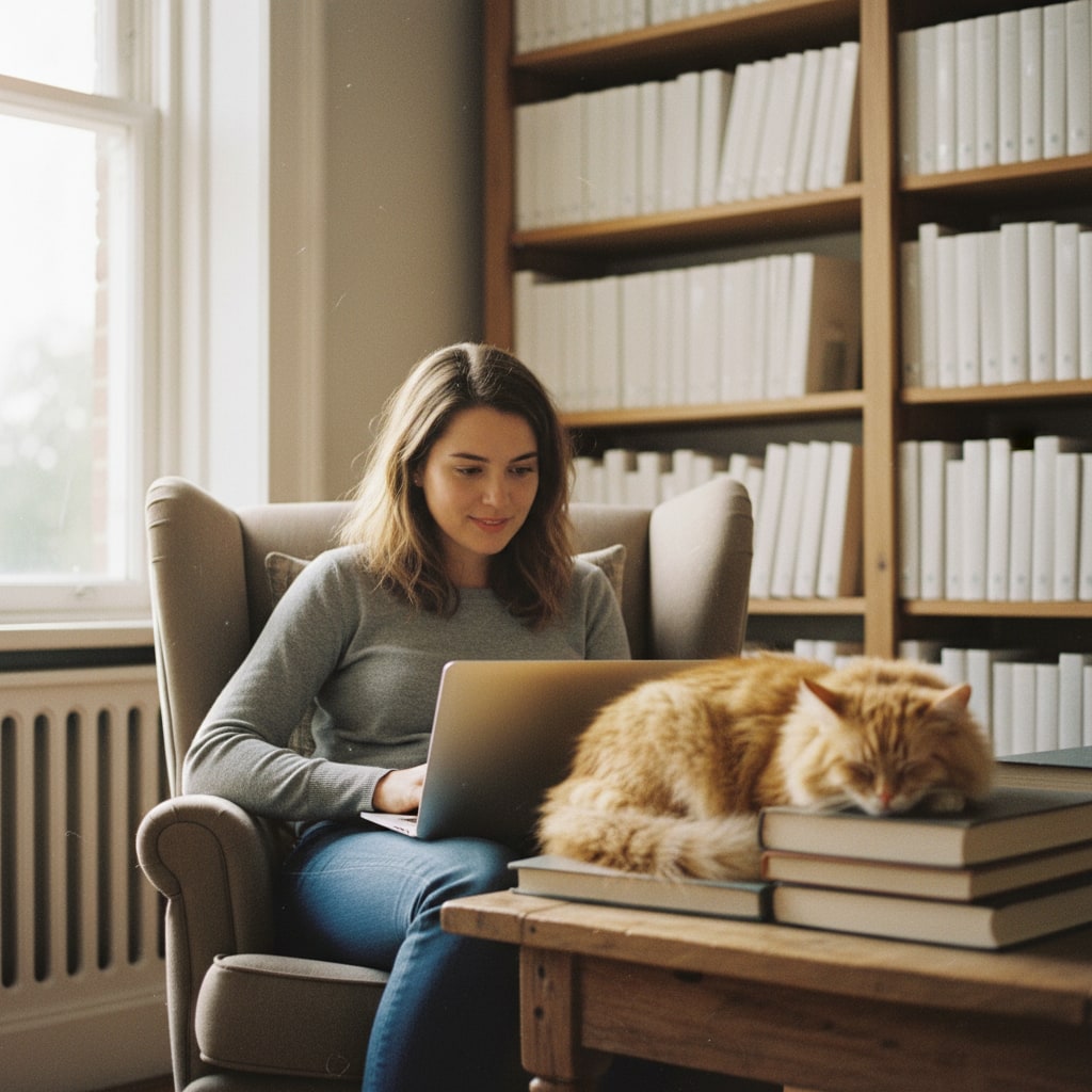 Remote worker in a home office setting