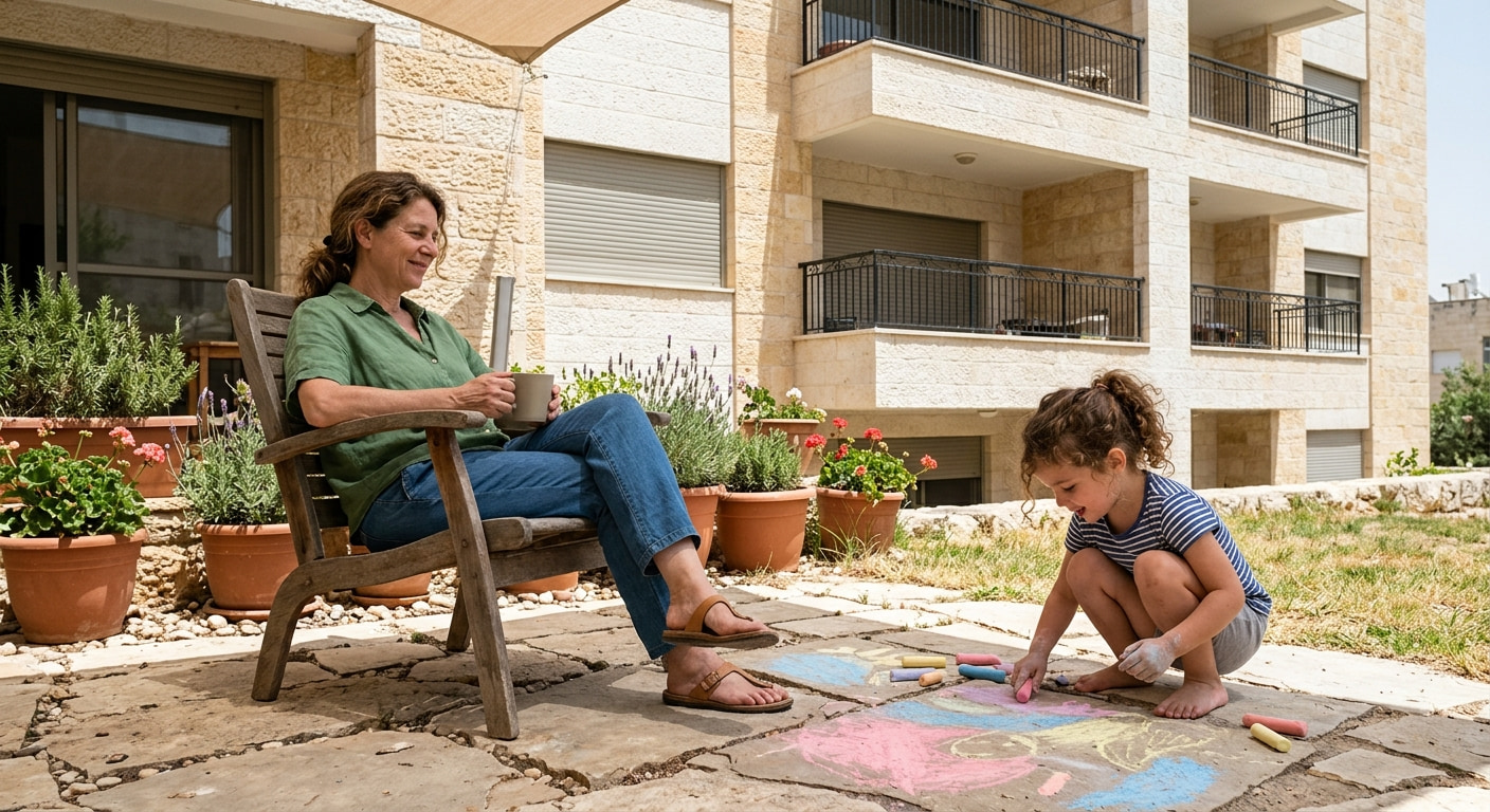 Family enjoying community life