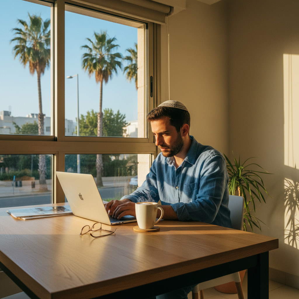 Remote worker in a home office in Azor