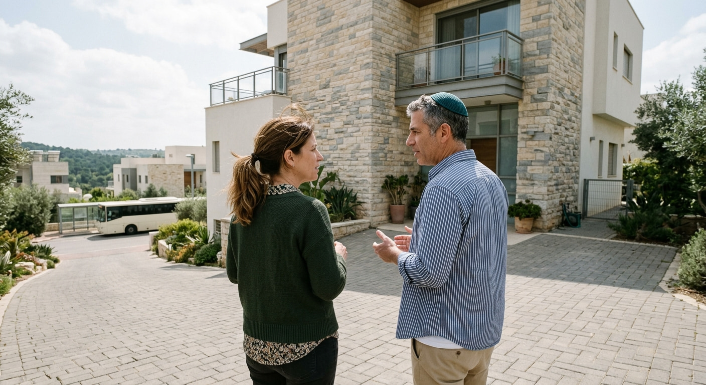 Couple reviewing property plans