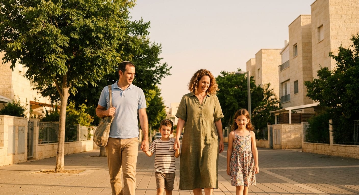 Family-friendly scene in Karmiel