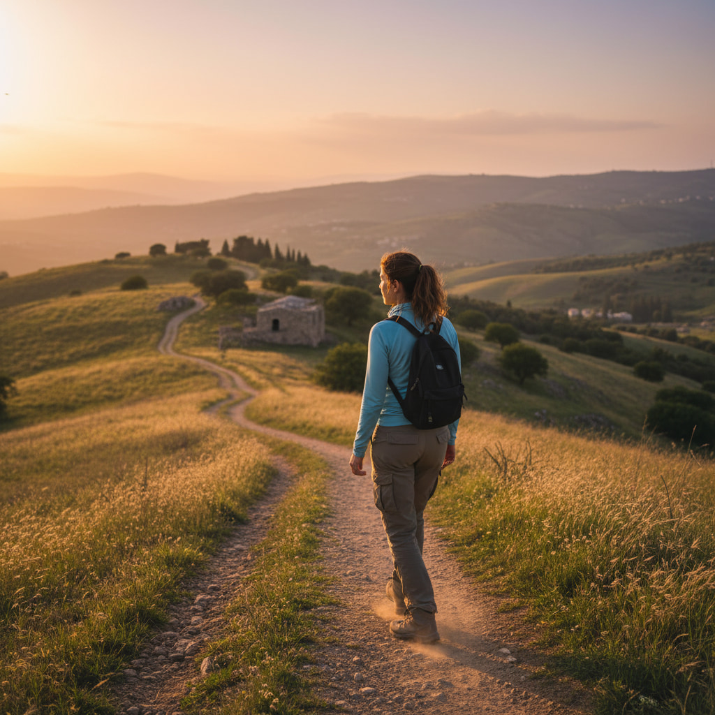 Person hiking in nature