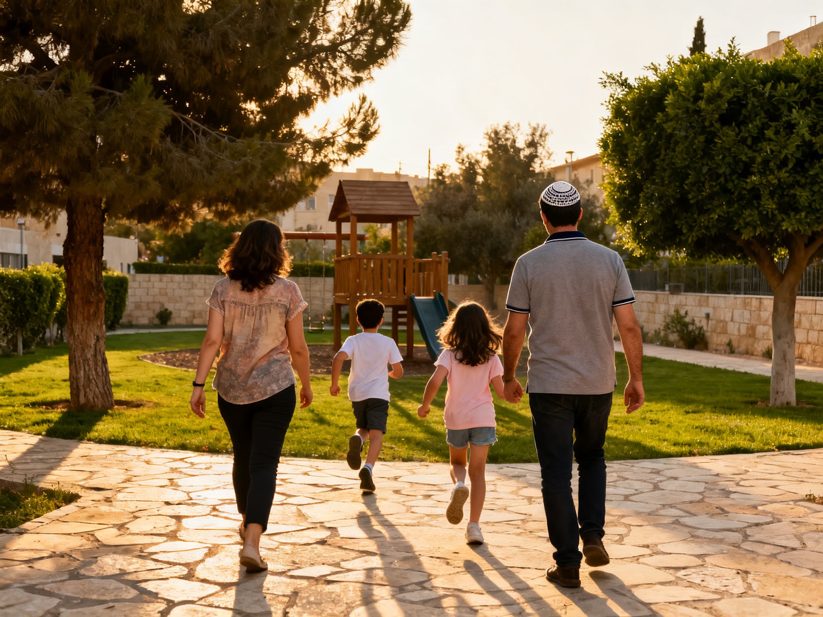 Family enjoying a park in Beit Zayit