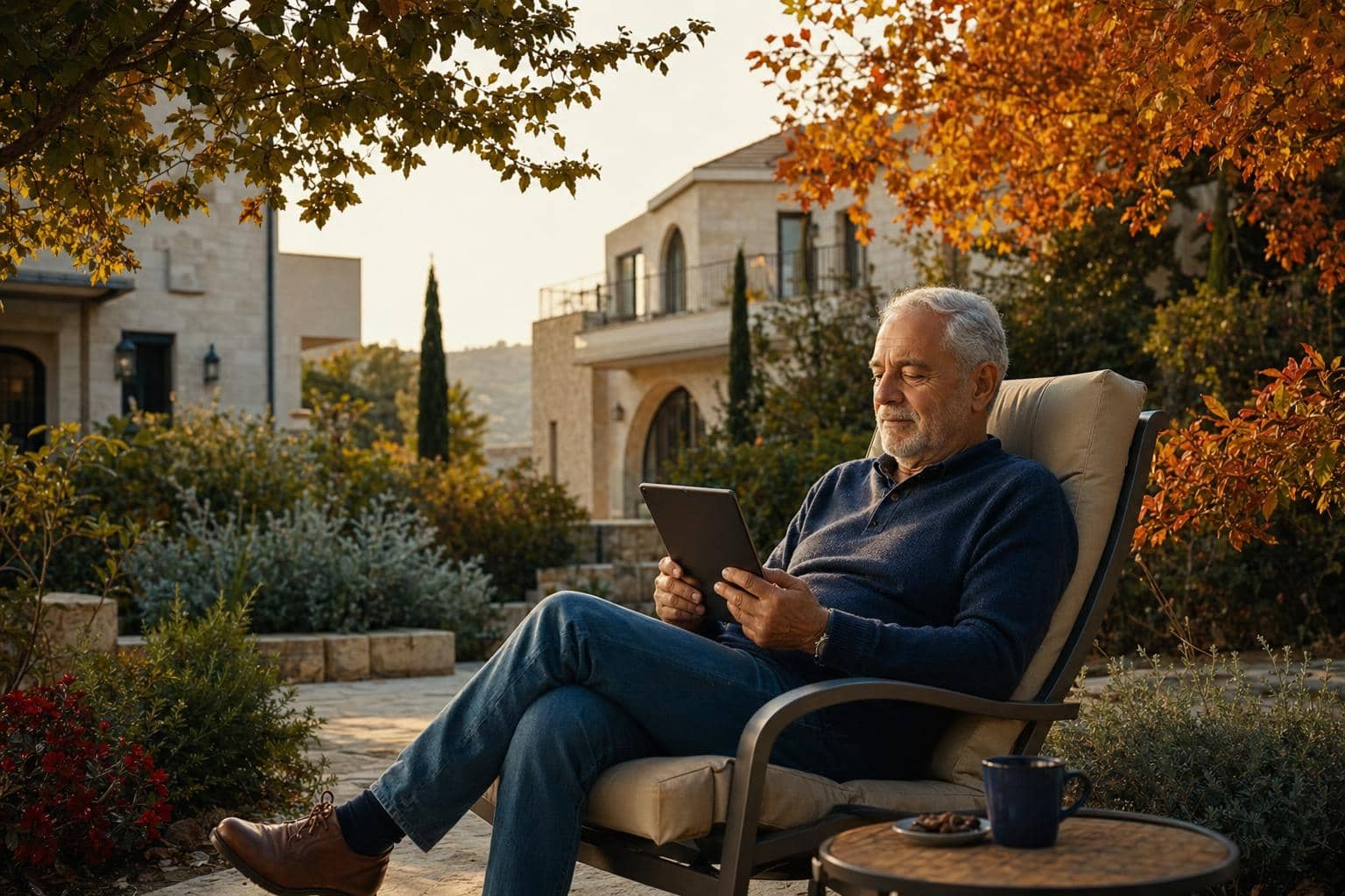 Remote worker enjoying a peaceful setting in Adei Ad