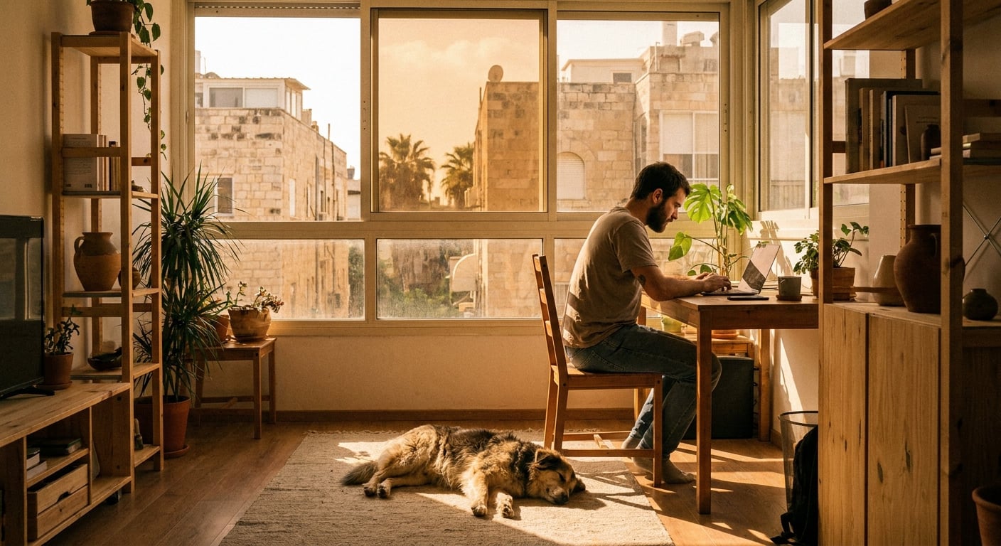 Remote worker in a home office in Ashdod