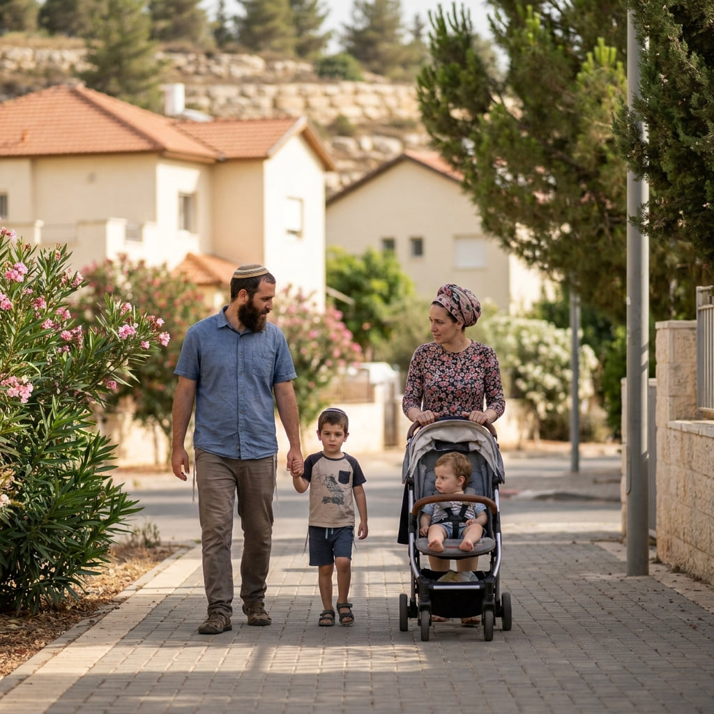Family enjoying life in Alei Zahav