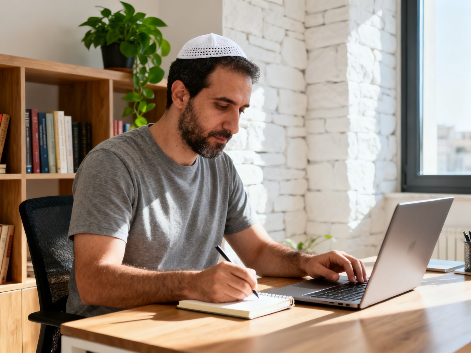 Remote worker in a home office in Itamar