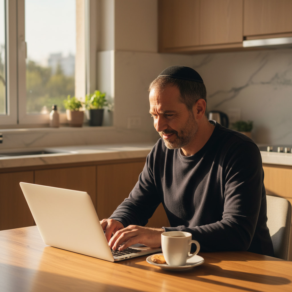 Remote worker in a home office in Mevo Modi'im