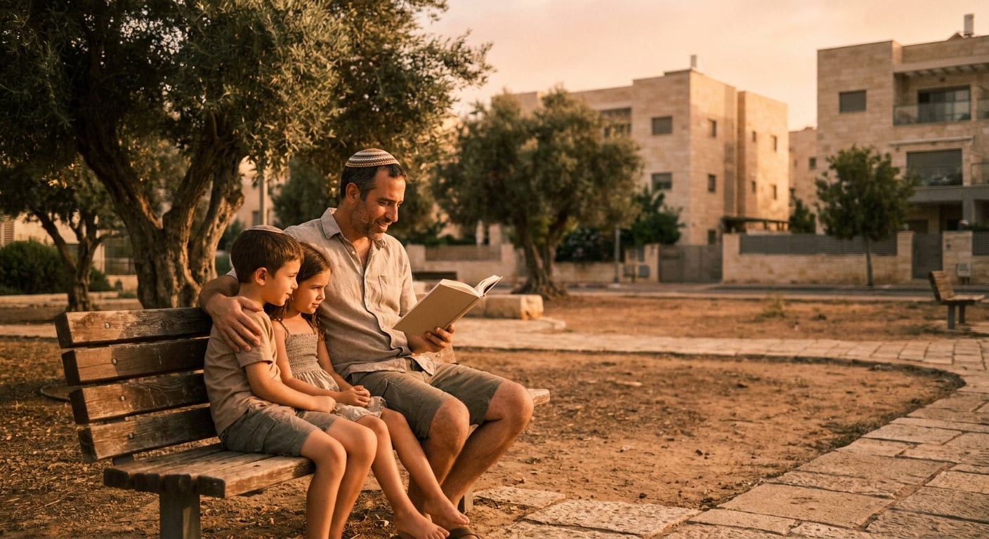 Family-friendly scene in Asael
