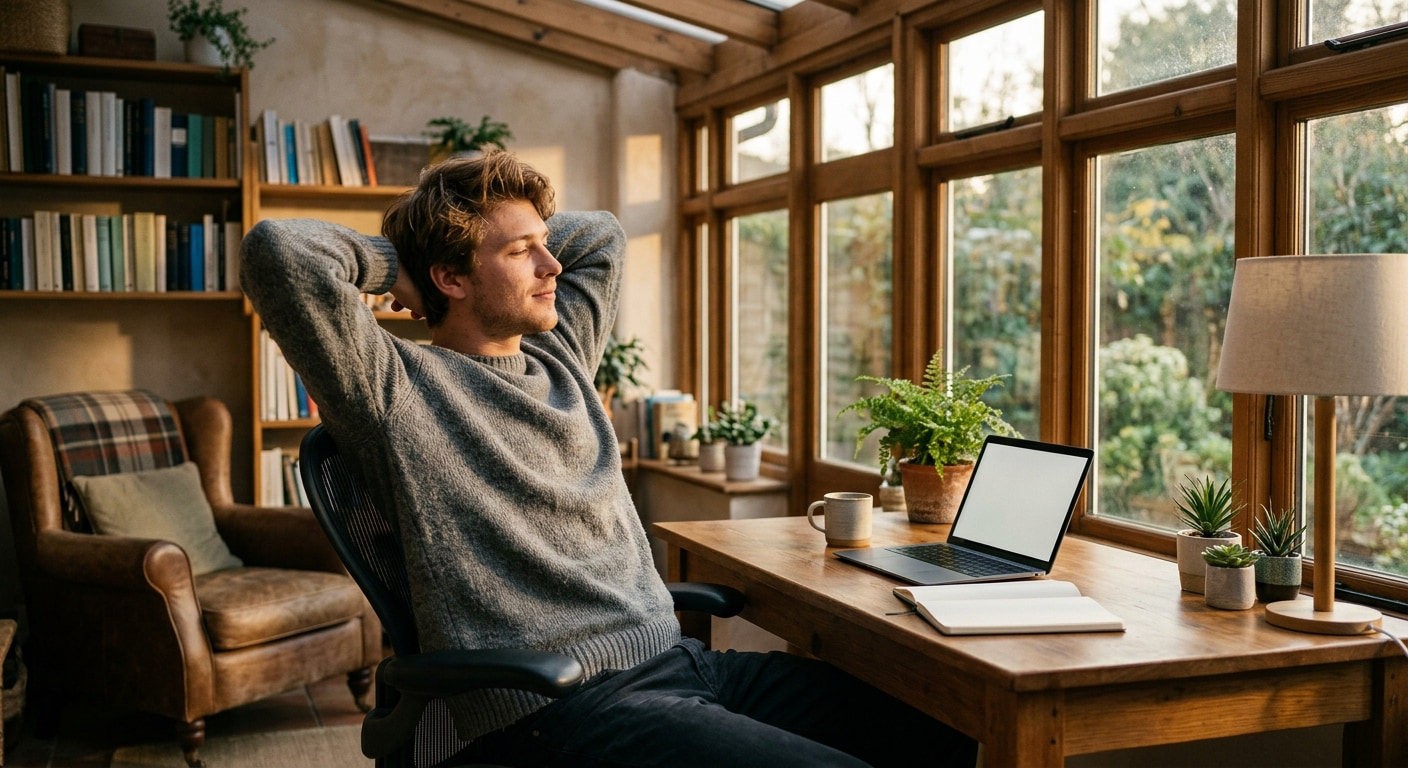 Remote worker in a home office