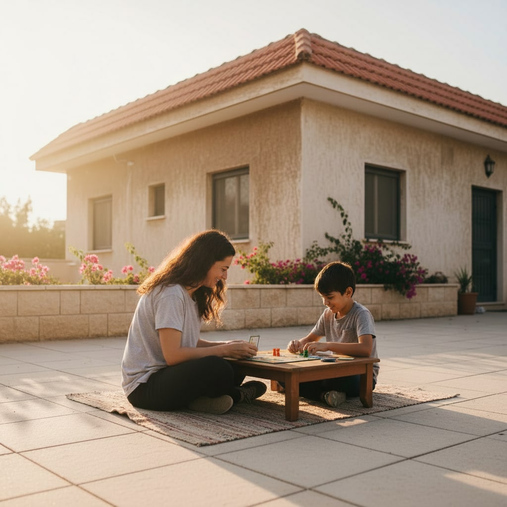 Family enjoying time together in a suburban setting