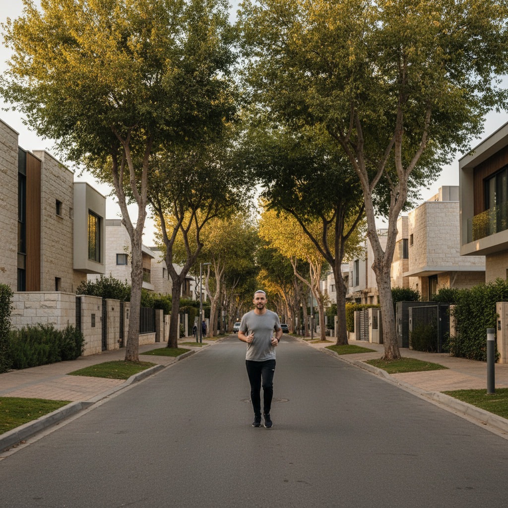 A quiet residential street in Meitar
