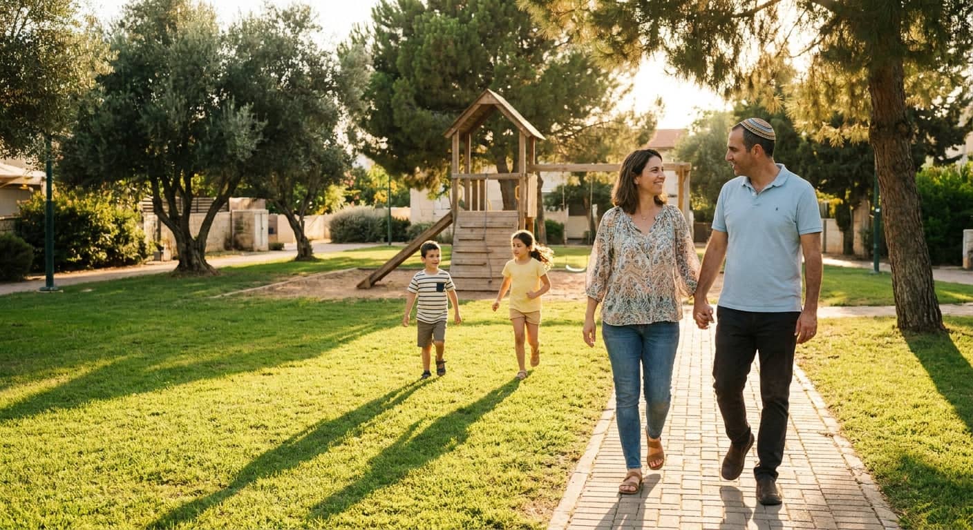 Family enjoying life in Be'er Tuvia