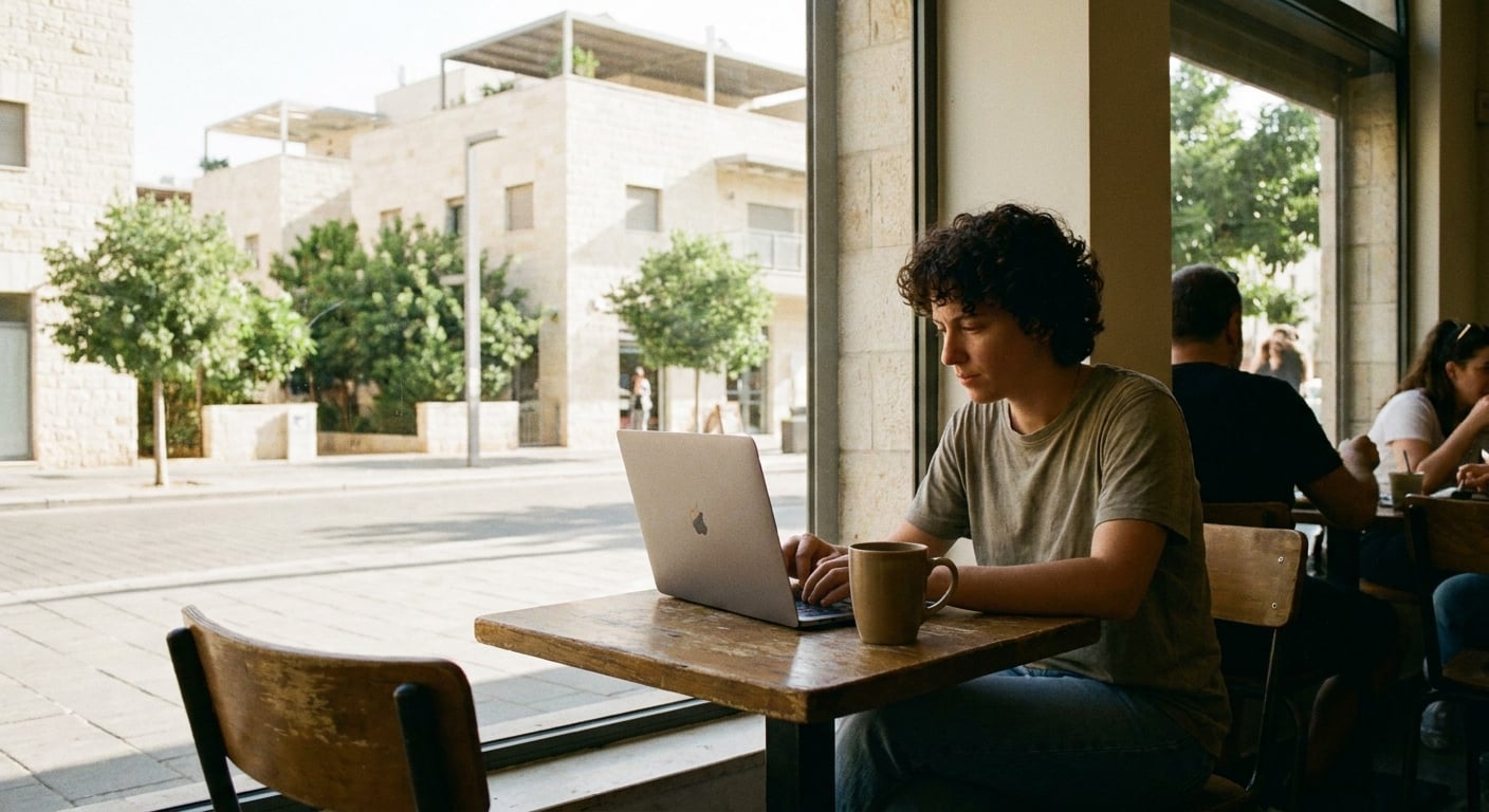 Remote worker setting up in Sal'it