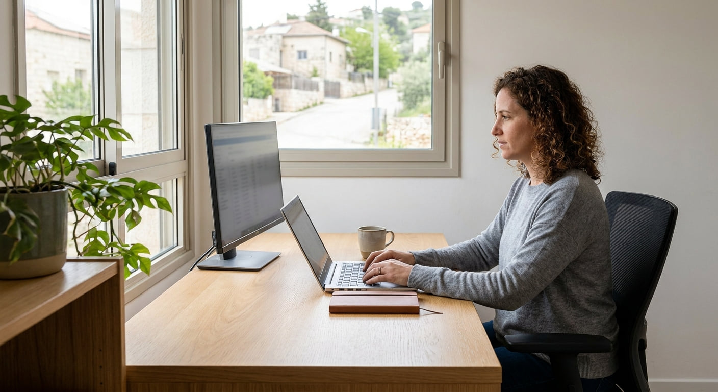 Remote worker in a serene setting