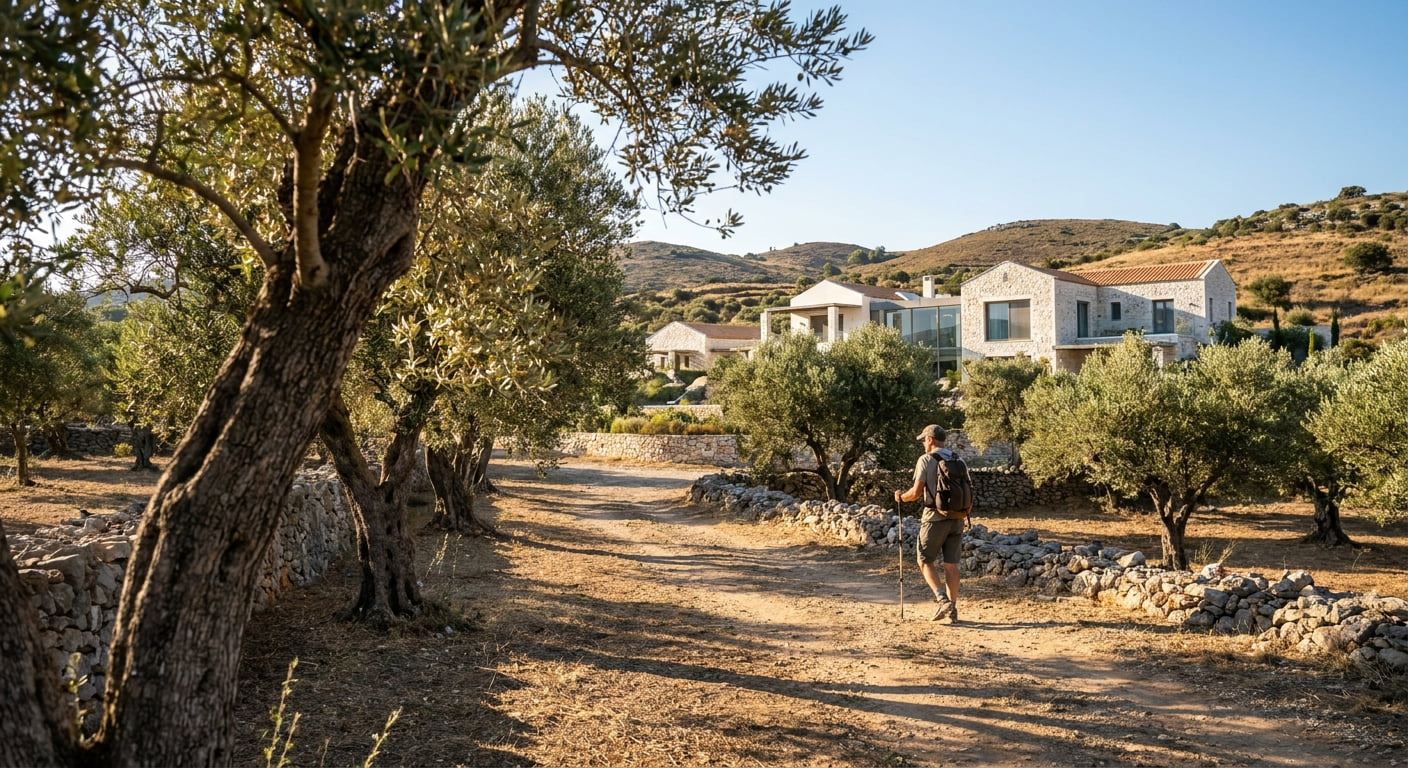 People hiking in a natural setting