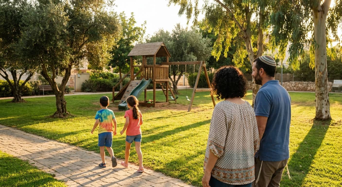 Family enjoying suburban life