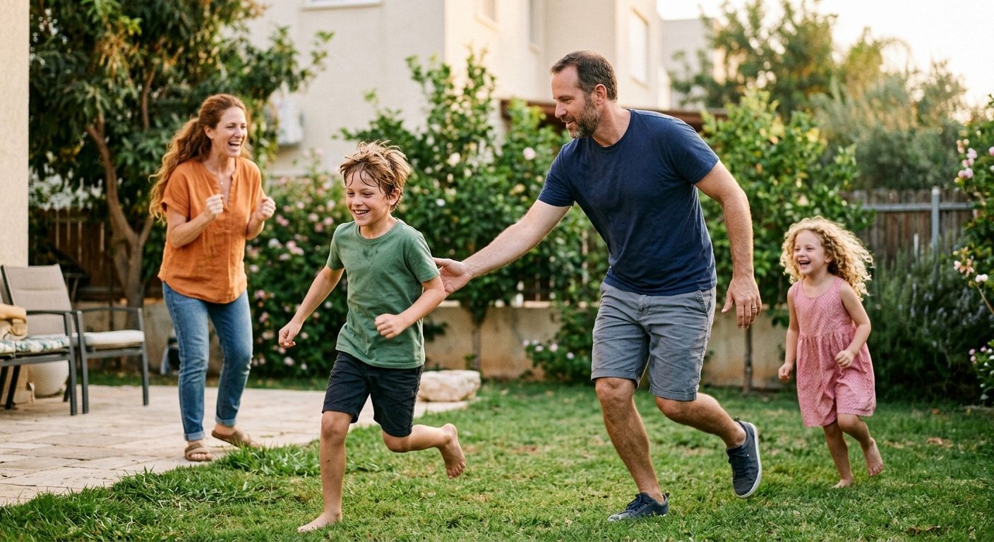Family enjoying community life