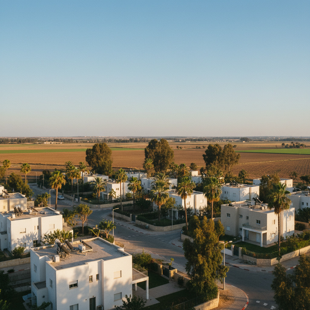 A scenic view of Kfar Aza in the Southern District