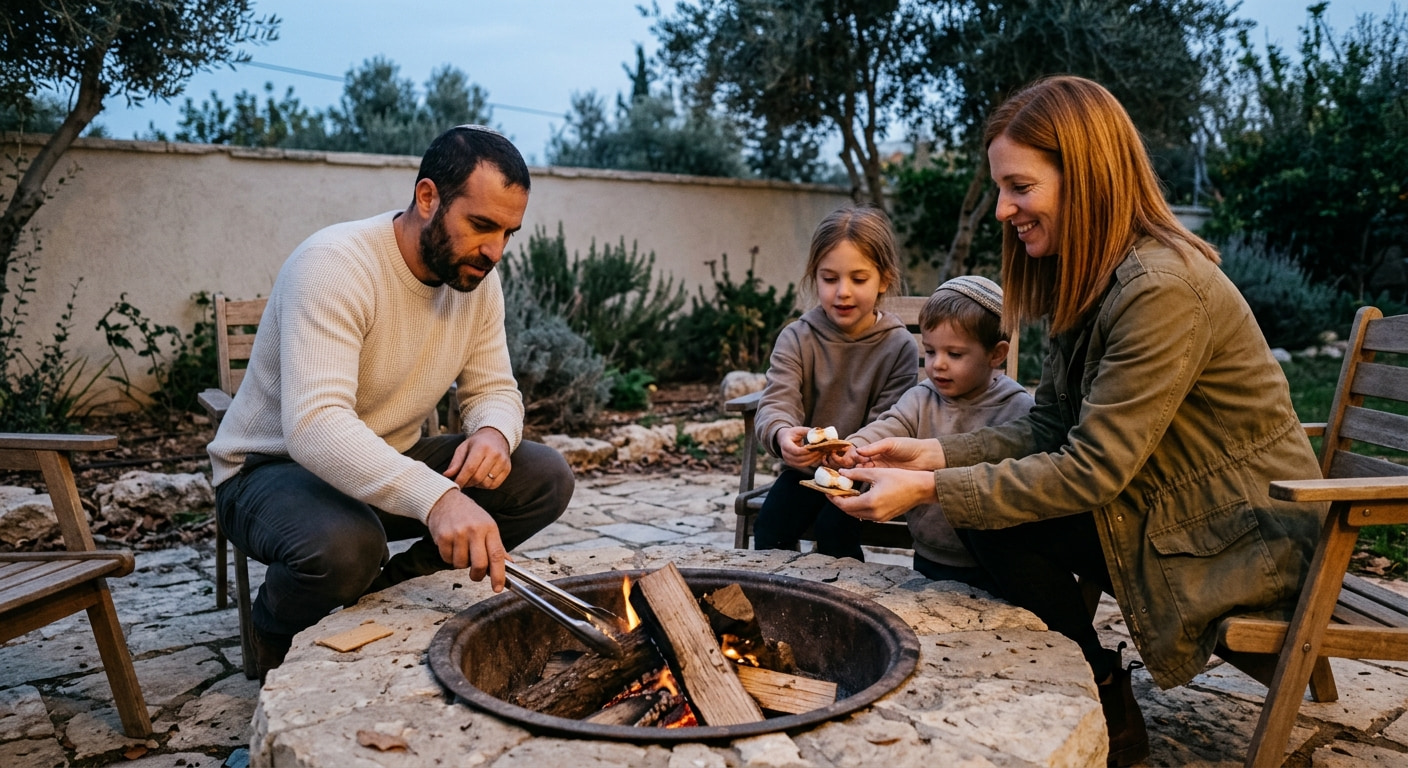 Family enjoying community life in Barqan