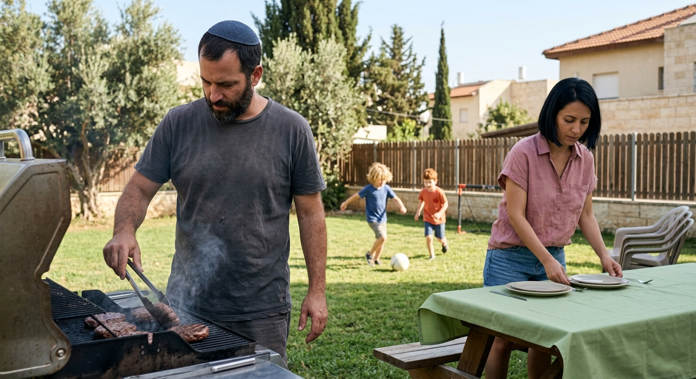 A family enjoying suburban life