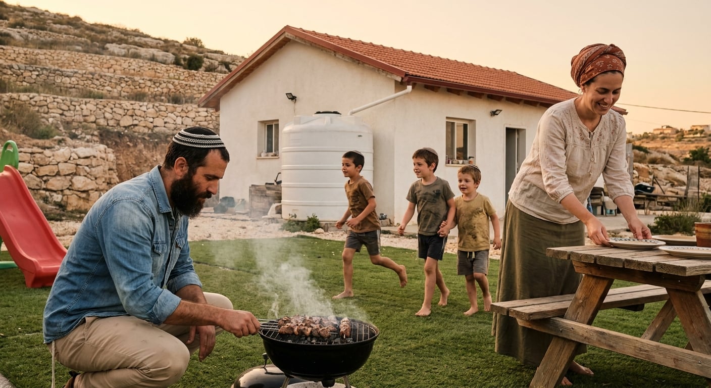 Family enjoying community life in Adei Ad