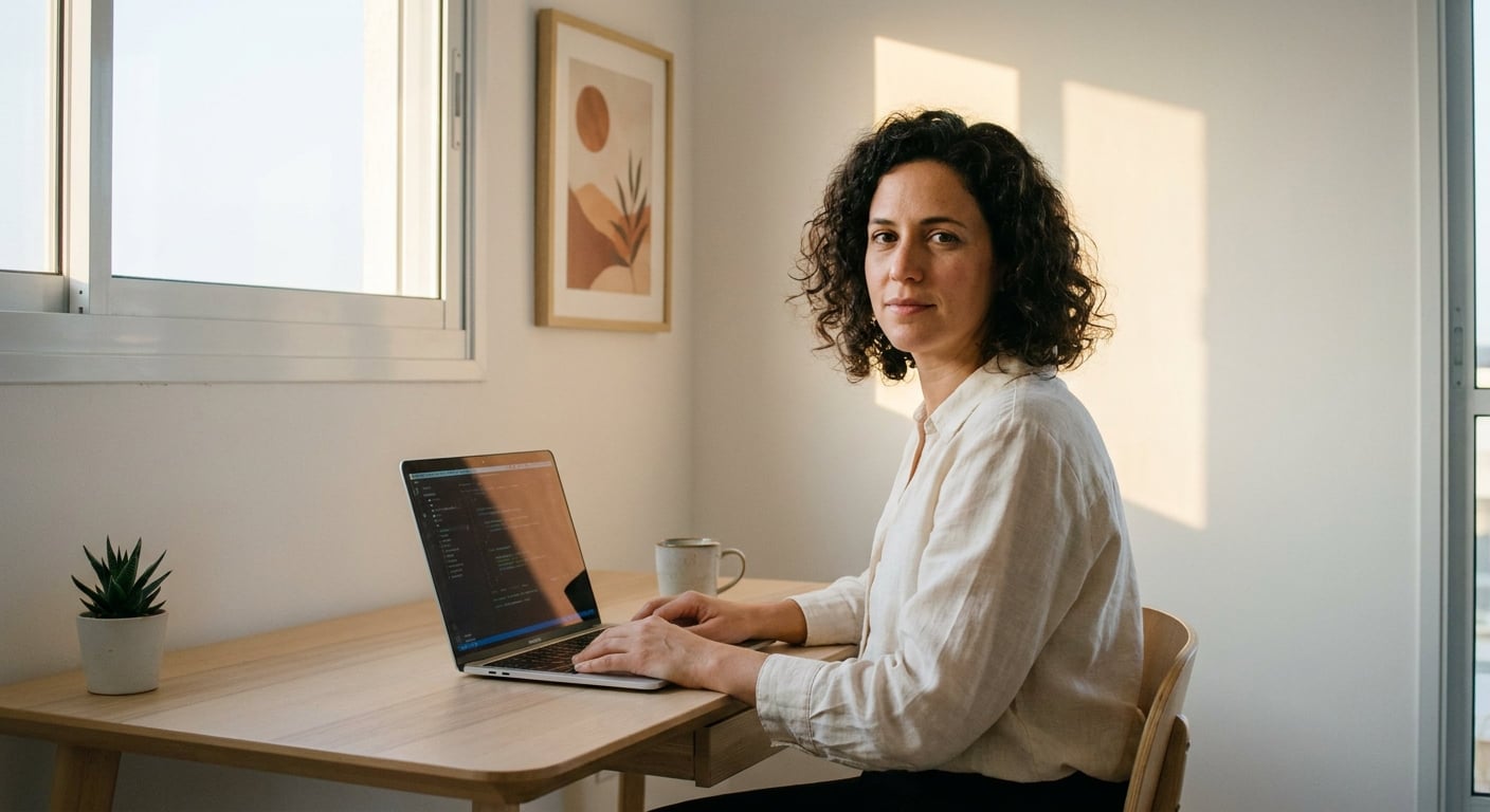 Remote worker in a home office in Hadera