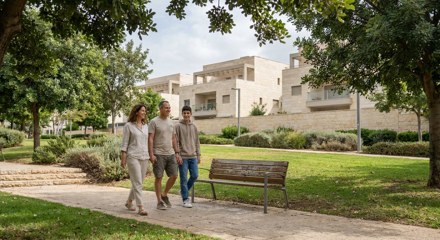 People hiking in a park in Rehovot