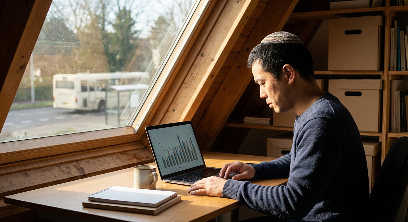 Remote worker in a home office in Elat