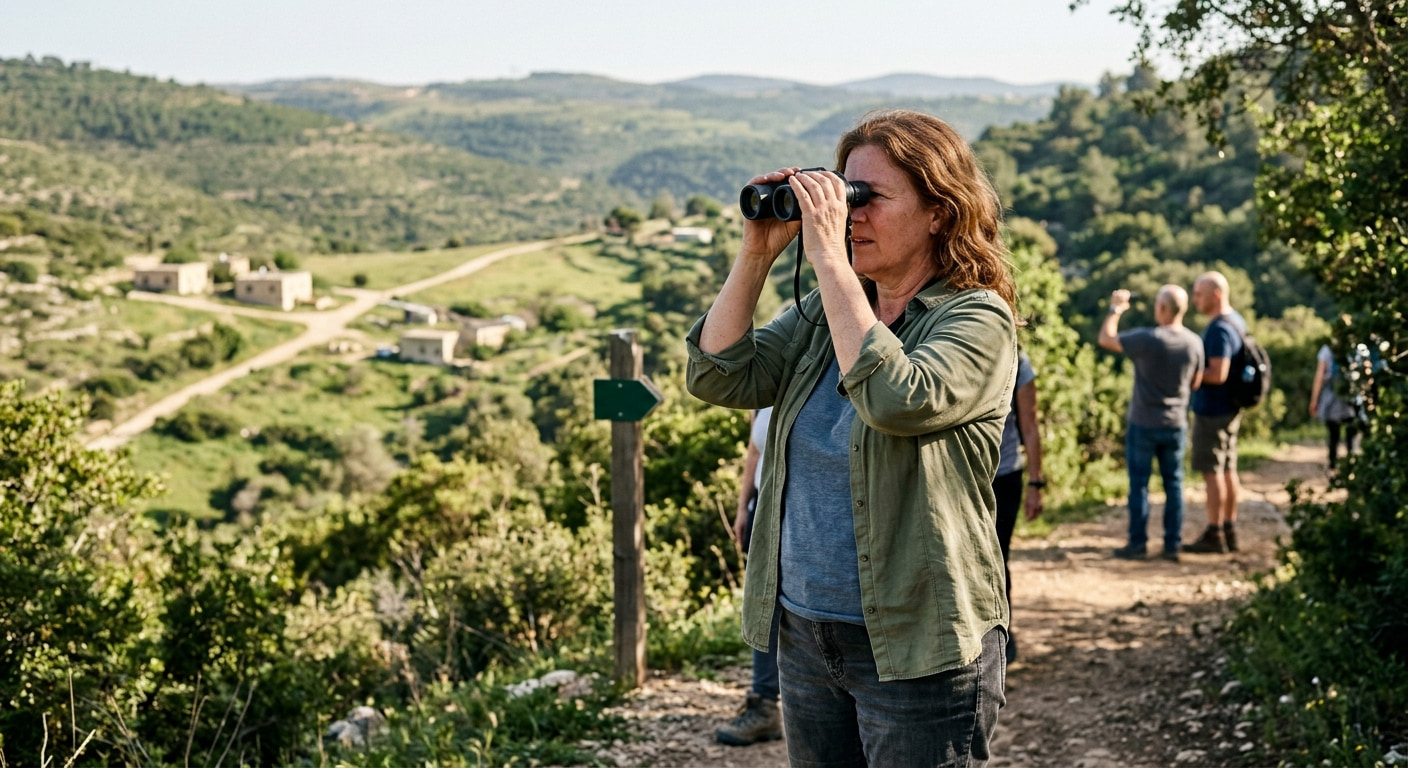 Nature enthusiast hiking near Sufa