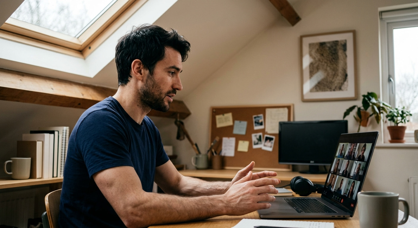 Remote work-friendly home office scene
