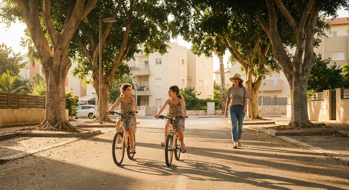 Family-friendly scene in Alumim