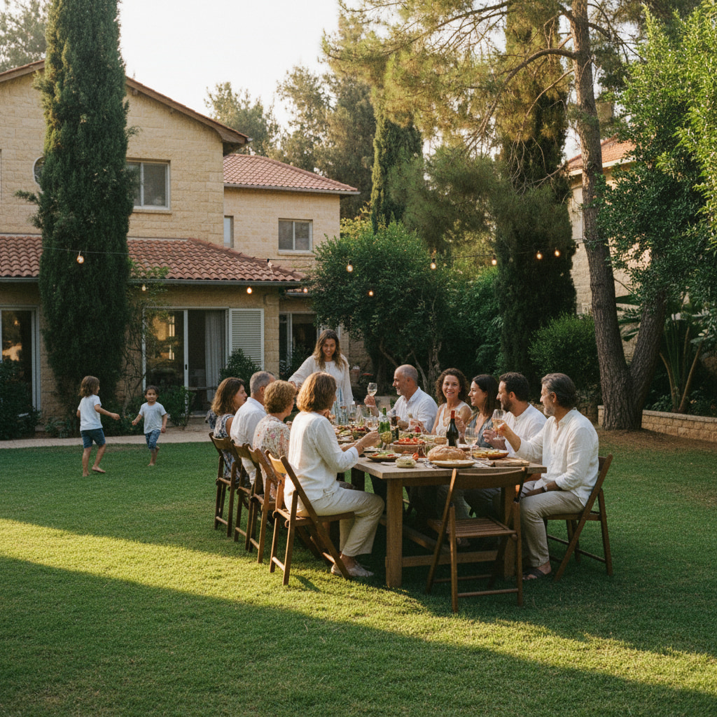 Community gathering in Kfar Daniel