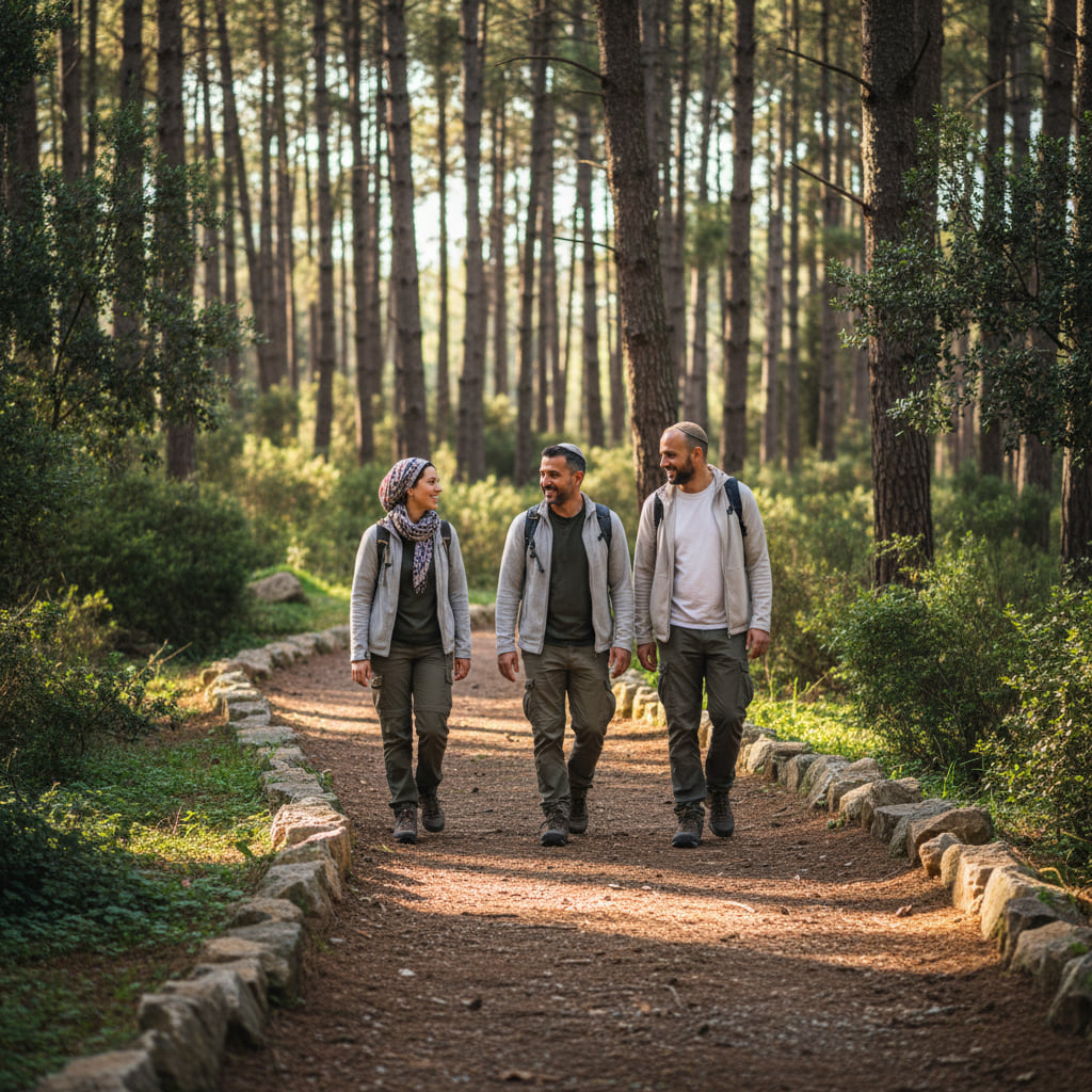 People hiking in Nes Ziona