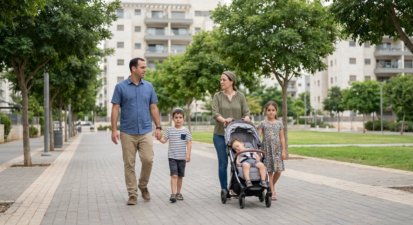 Family-friendly scene in Or Yehuda