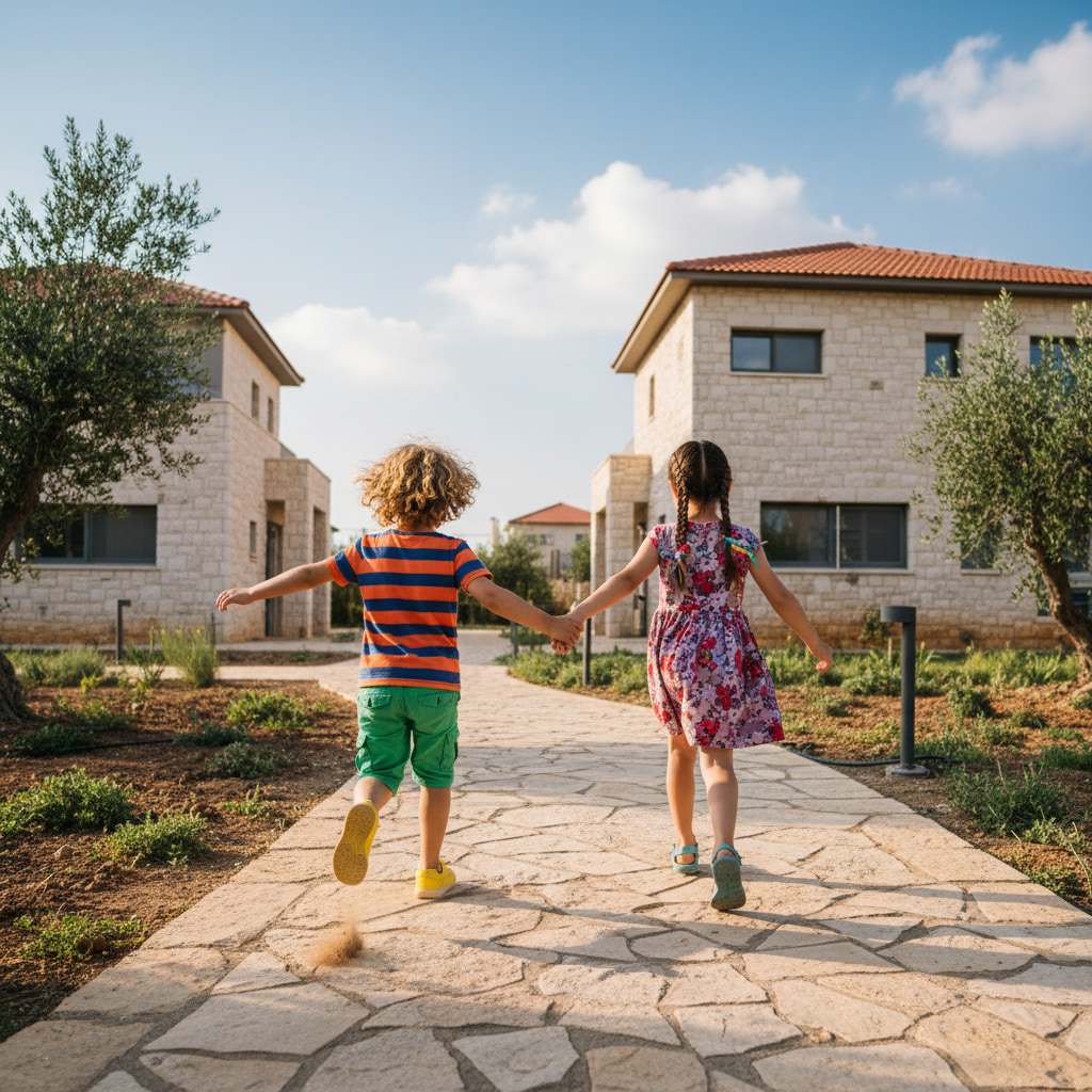 Family-friendly scene in Mitzpe Shalem