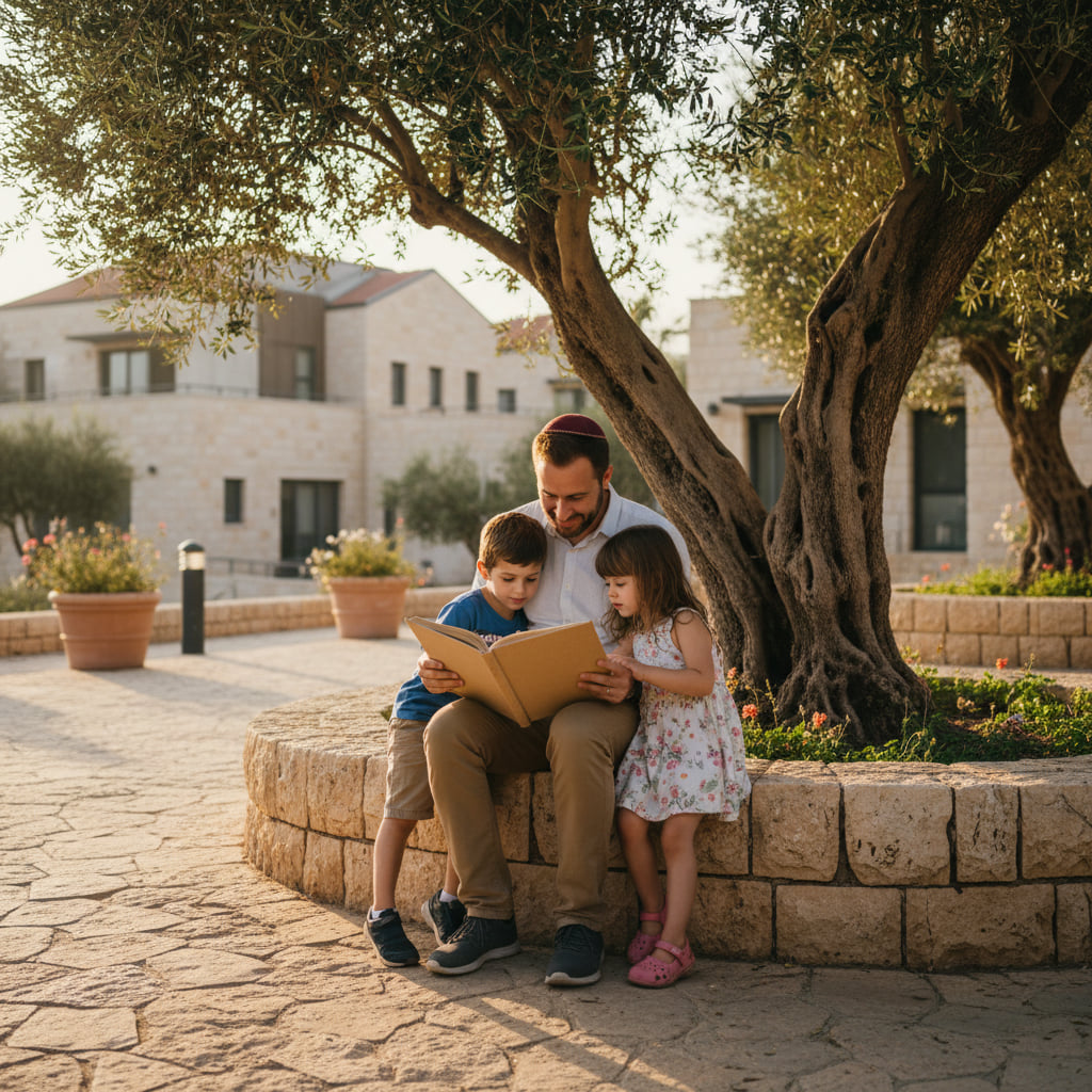 A family enjoying a park in Ramat Yishai