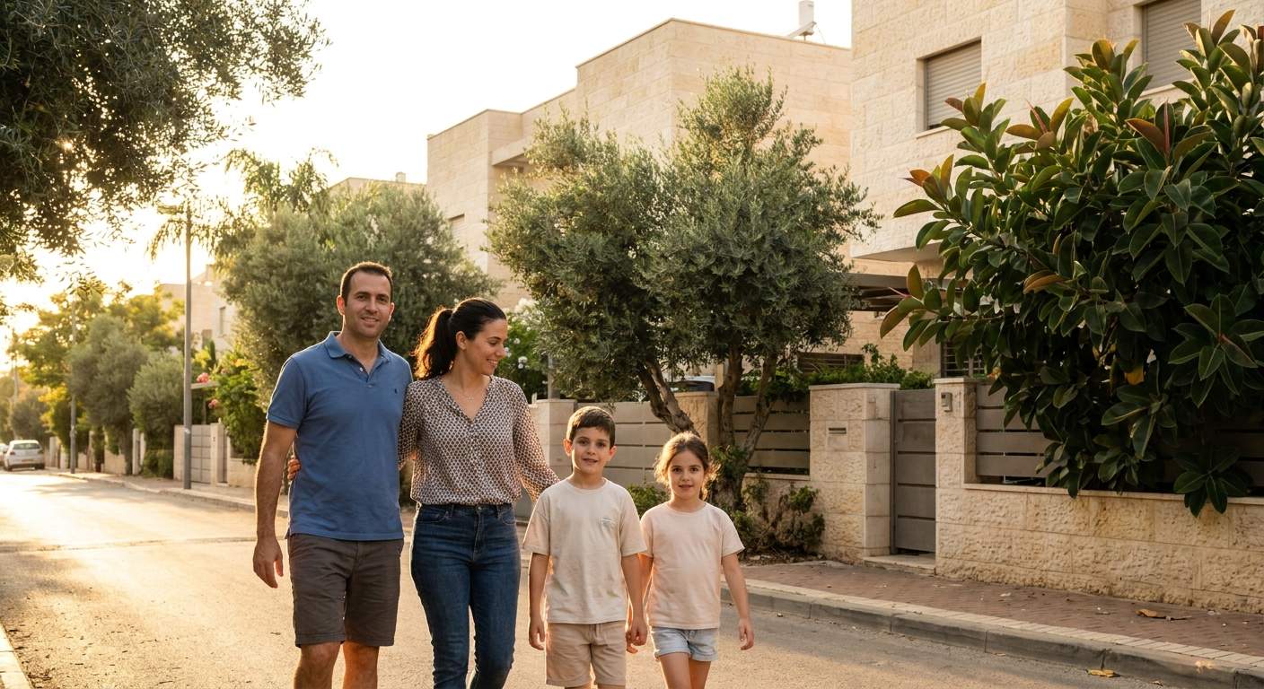 A family enjoying a park in Givat Shmuel
