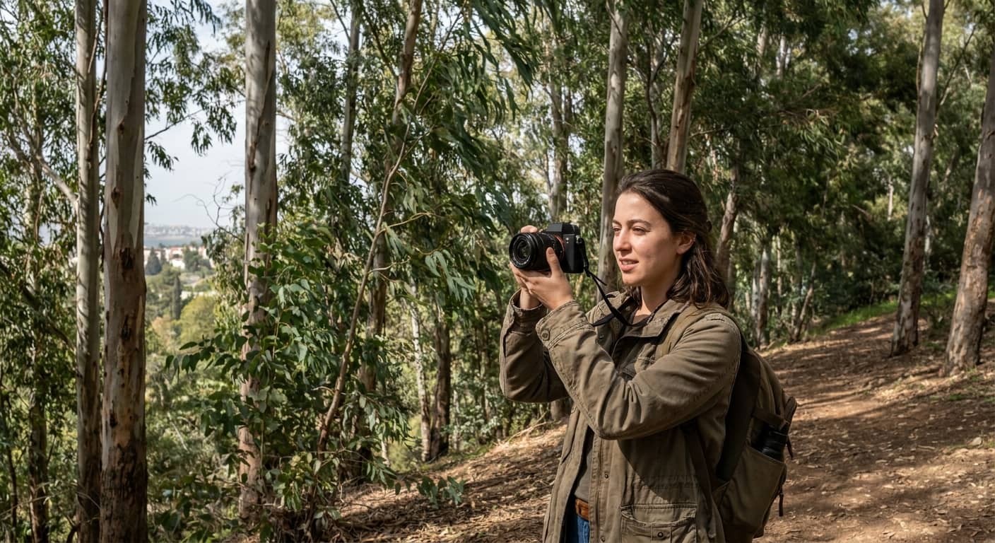 Nature enthusiast hiking in Shoham