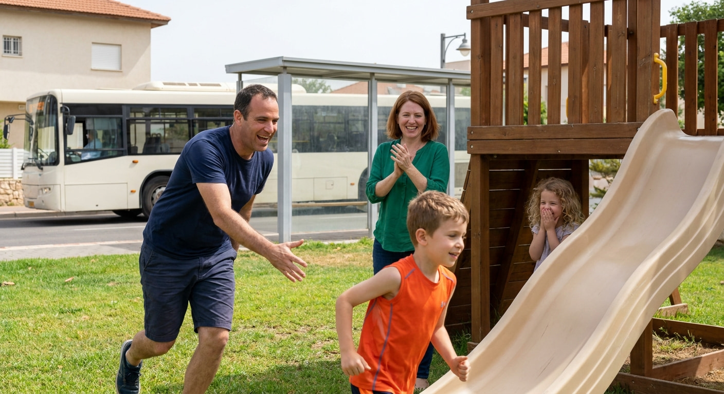 Family enjoying a park in Sderot
