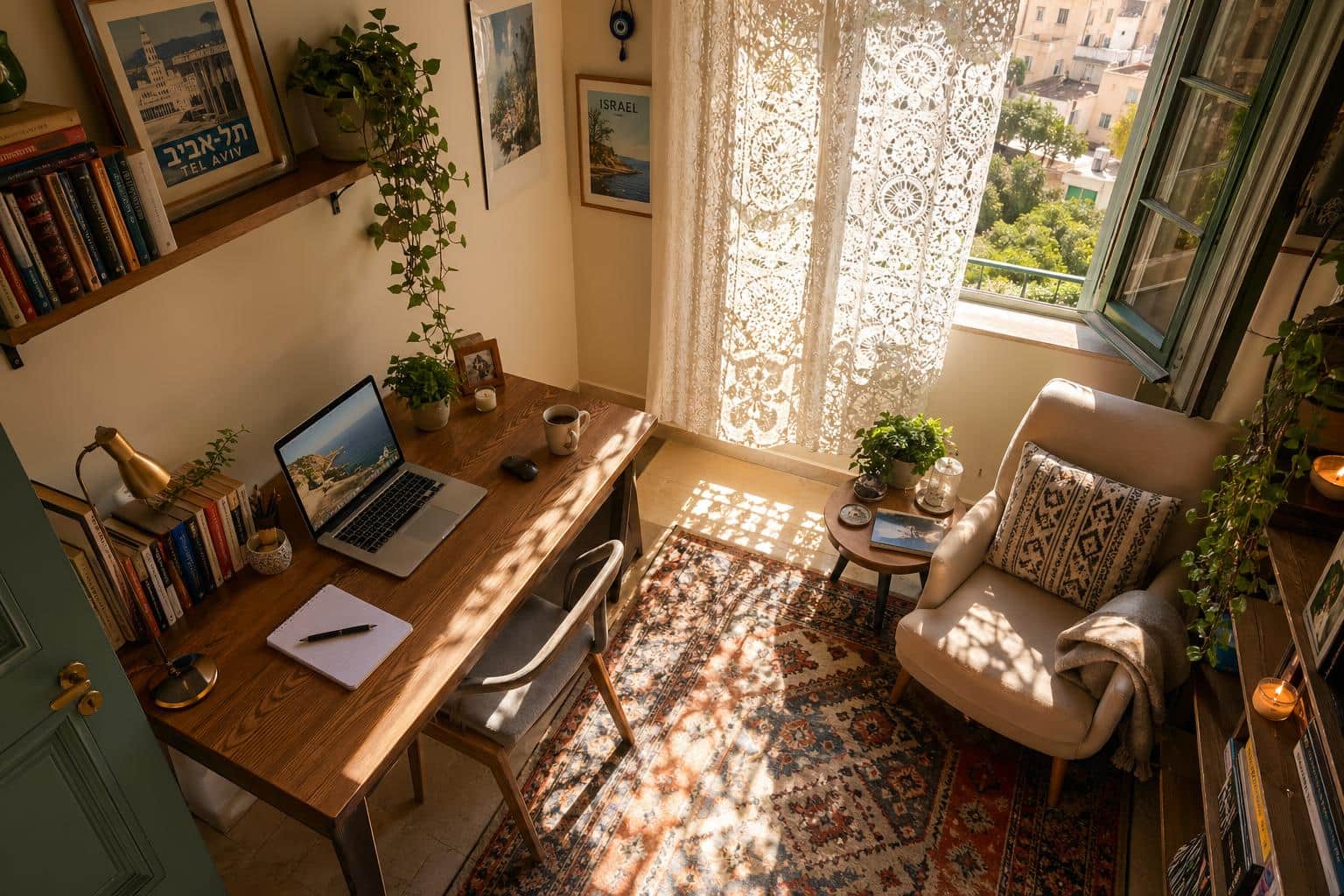 Remote worker enjoying a home office in Alfei Menashe