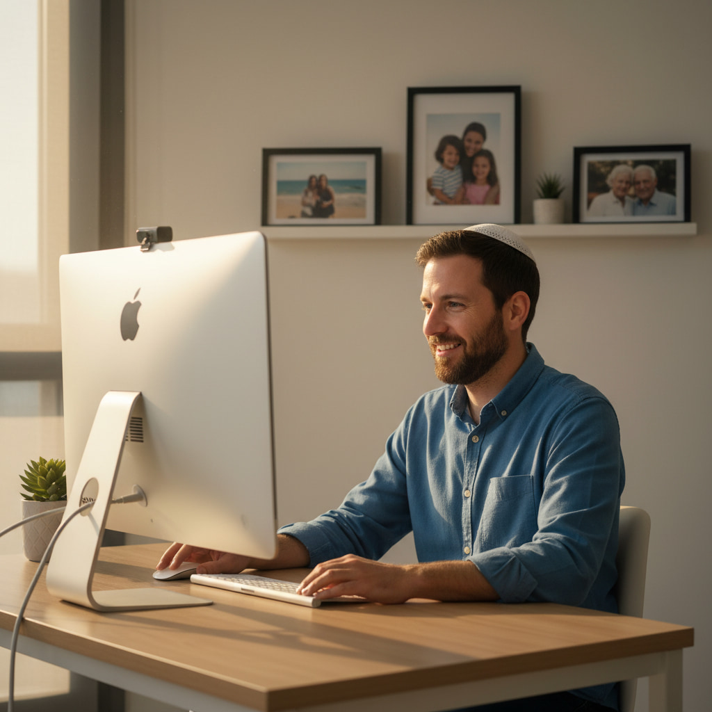 A remote worker in a home office