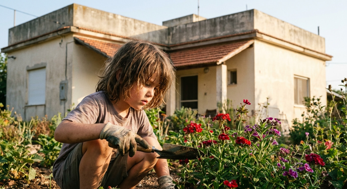 Family enjoying community life in Kfar Eldad