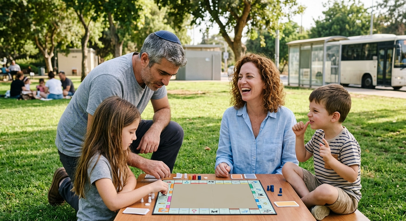 Family enjoying community life