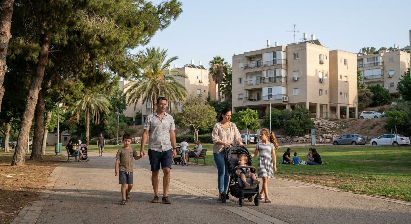 A family enjoying life in Kiryat Ata