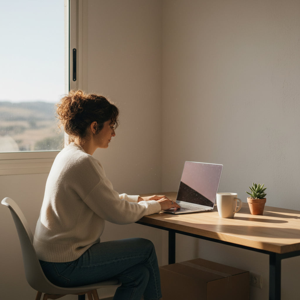 A remote worker in a home office in Afula